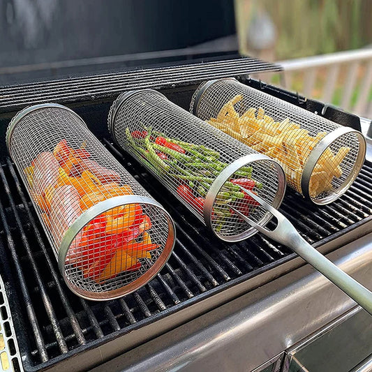 Round Stainless Steel Grill Basket